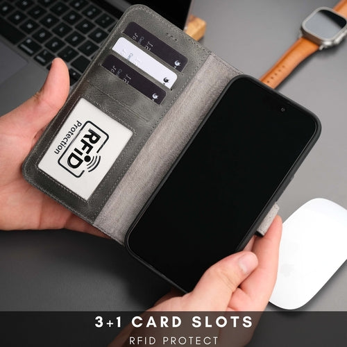 iPhone 16 Pro Max Leather Wallet Case – MagSafe, RFID Blocking, Kickstand