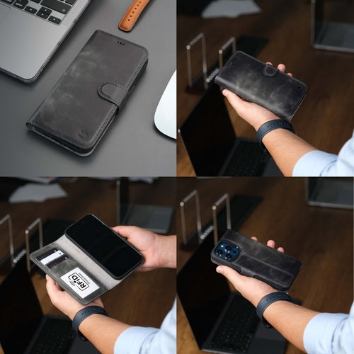 iPhone 16 Pro Max Leather Wallet Case – MagSafe, RFID Blocking, Kickstand