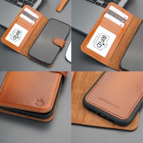 iPhone 16 Pro Max Leather Wallet Case – MagSafe, RFID Blocking, Kickstand