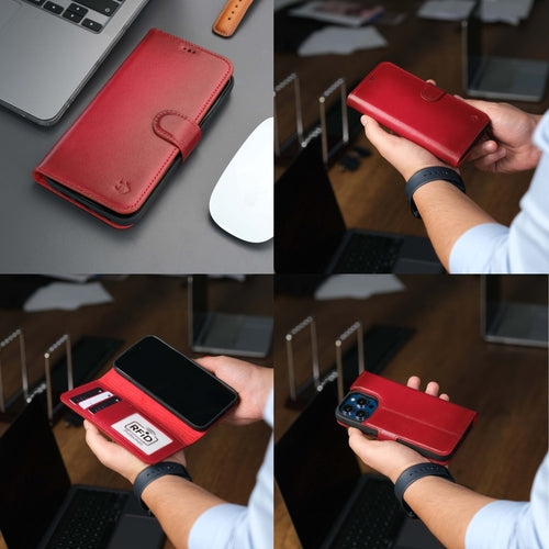 iPhone 16 Pro Max Leather Wallet Case – MagSafe, RFID Blocking, Kickstand