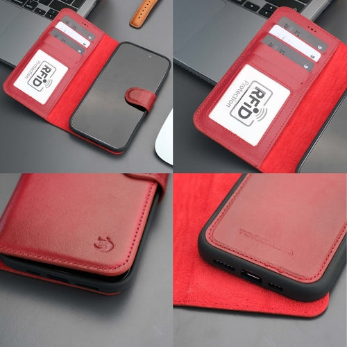 iPhone 16 Pro Max Leather Wallet Case – MagSafe, RFID Blocking, Kickstand