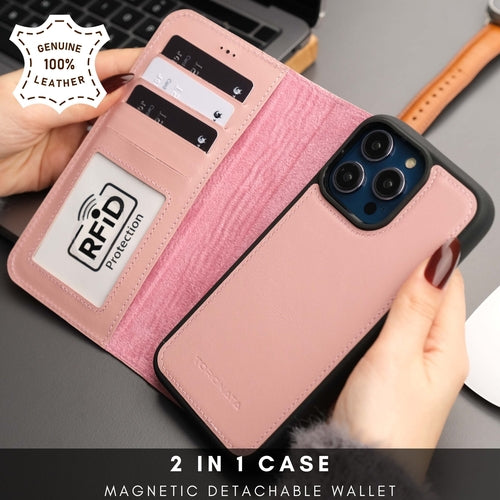 iPhone 16 Pro Max Leather Wallet Case – MagSafe, RFID Blocking, Kickstand