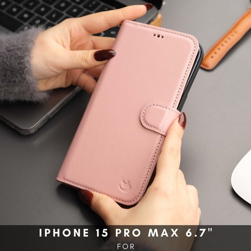 iPhone 16 Pro Max Leather Wallet Case – MagSafe, RFID Blocking, Kickstand