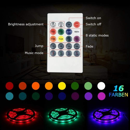 RGB LED Strip Lights – 10 Metres (32.8ft), Colour Changing, Waterproof