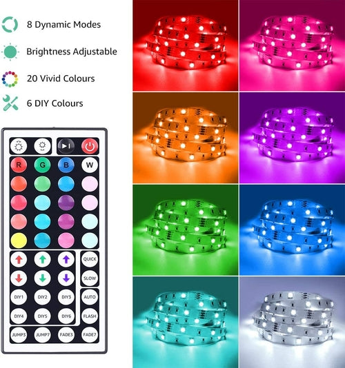 RGB LED Strip Lights – 10 Metres (32.8ft), Colour Changing, Waterproof
