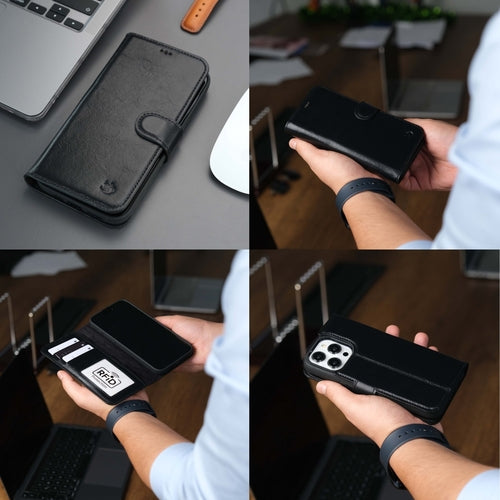 iPhone 16 Pro Max Leather Wallet Case – MagSafe, RFID Blocking, Kickstand