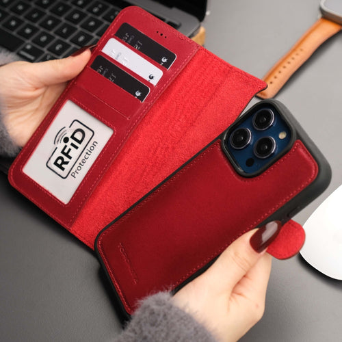 iPhone 16 Pro Max Leather Wallet Case – MagSafe, RFID Blocking, Kickstand