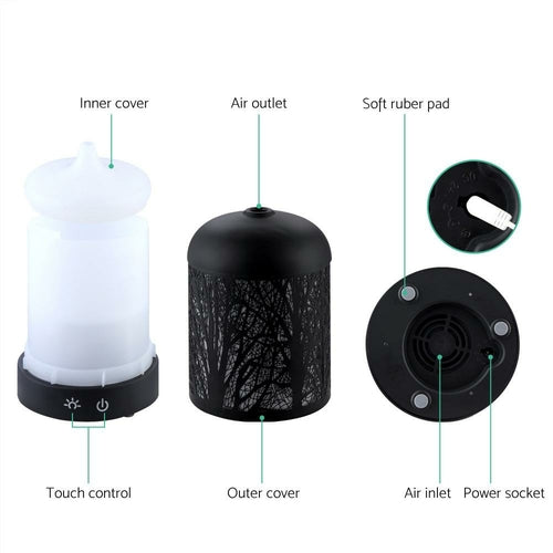 Devanti 4-in-1 LED Ultrasonic Aroma Diffuser – Humidifier, Purifier & Night Light, 160ml, Black