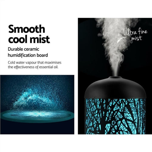 Devanti 4-in-1 LED Ultrasonic Aroma Diffuser – Humidifier, Purifier & Night Light, 160ml, Black