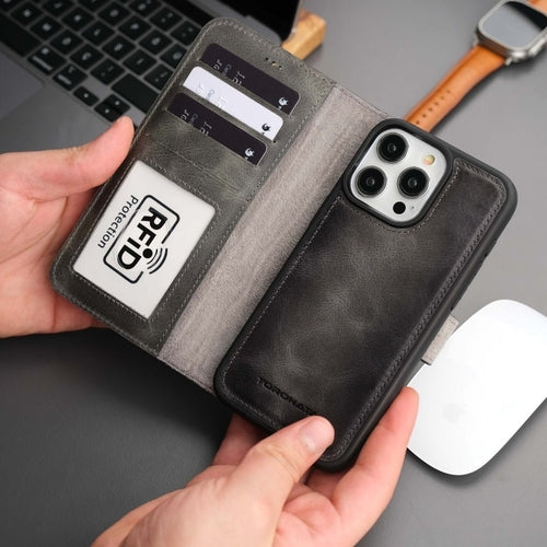 iPhone 16 Pro Max Leather Wallet Case – MagSafe, RFID Blocking, Kickstand