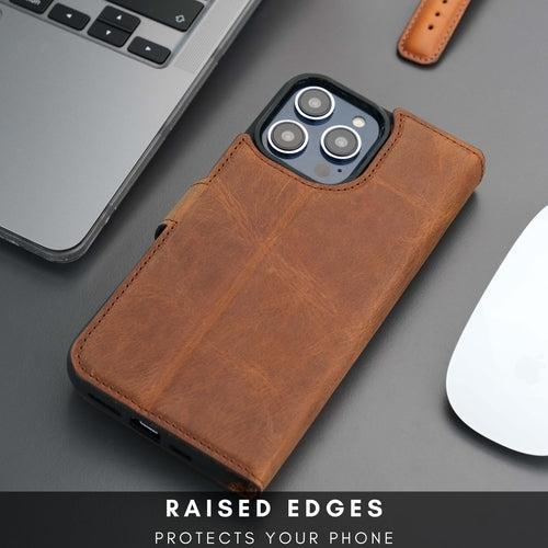 iPhone 16 Pro Max Leather Wallet Case – MagSafe, RFID Blocking, Kickstand
