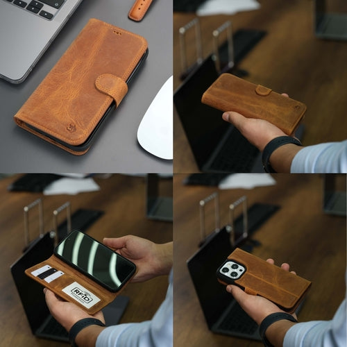 iPhone 16 Pro Max Leather Wallet Case – MagSafe, RFID Blocking, Kickstand