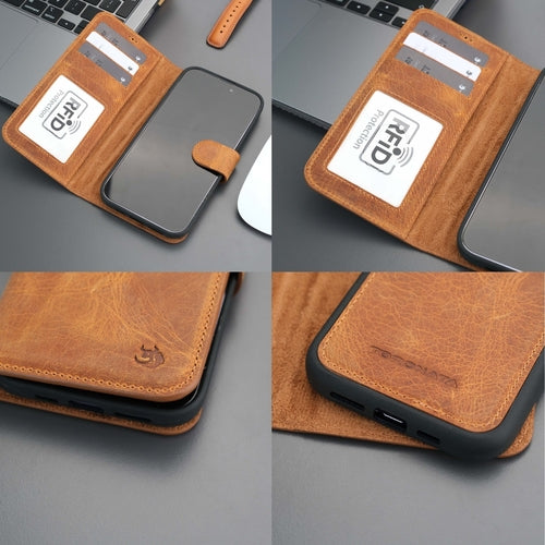 iPhone 16 Pro Max Leather Wallet Case – MagSafe, RFID Blocking, Kickstand