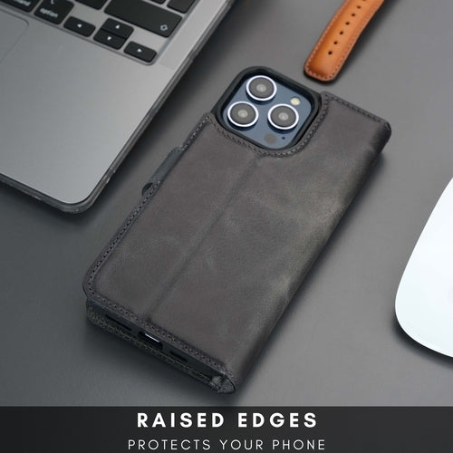 iPhone 16 Pro Max Leather Wallet Case – MagSafe, RFID Blocking, Kickstand