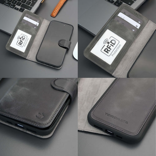 iPhone 16 Pro Max Leather Wallet Case – MagSafe, RFID Blocking, Kickstand