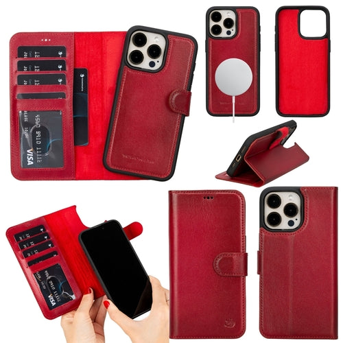 iPhone 16 Pro Max Leather Wallet Case – MagSafe, RFID Blocking, Kickstand