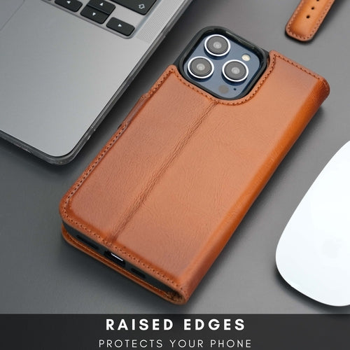 iPhone 16 Pro Max Leather Wallet Case – MagSafe, RFID Blocking, Kickstand