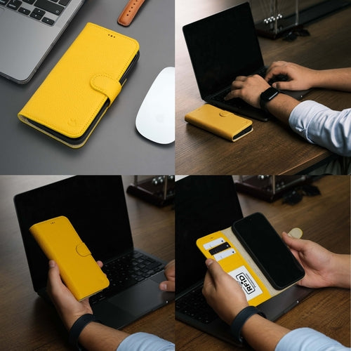 iPhone 16 Pro Max Leather Wallet Case – MagSafe, RFID Blocking, Kickstand