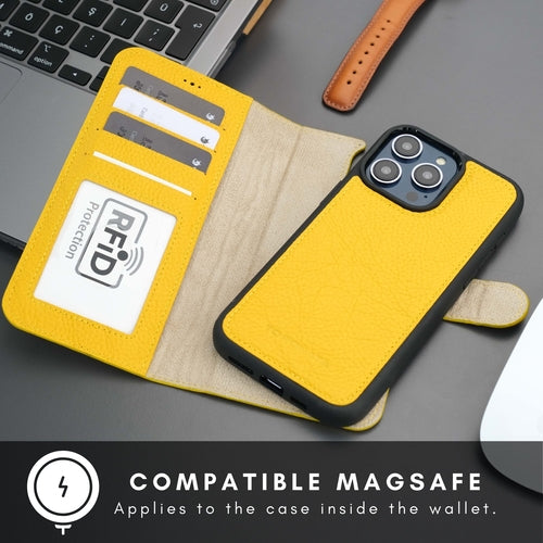 iPhone 16 Pro Max Leather Wallet Case – MagSafe, RFID Blocking, Kickstand