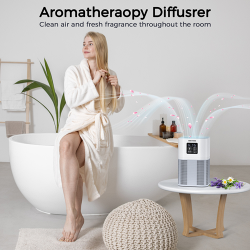2-in-1 Air Purifier & Aromatherapy Diffuser – HEPA Filter, Auto Mode, LED Touch Panel