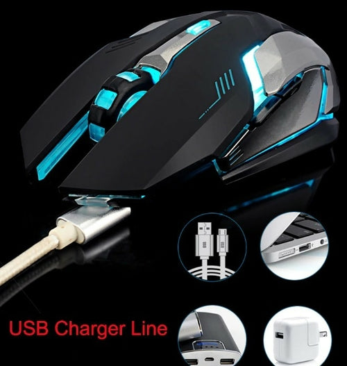 Wireless Silent LED Gaming Mouse – 1600 DPI, Rechargeable, Ergonomic