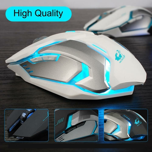Wireless Silent LED Gaming Mouse – 1600 DPI, Rechargeable, Ergonomic
