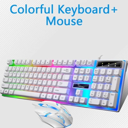 RGB Gaming Keyboard & Mouse Combo – White, Wired, LED Backlit