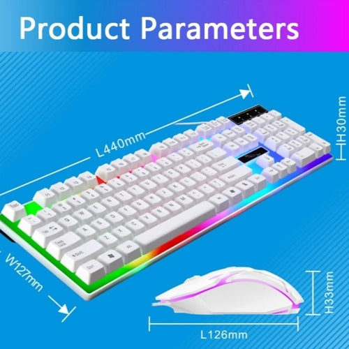 RGB Gaming Keyboard & Mouse Combo – White, Wired, LED Backlit