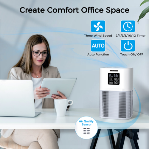 2-in-1 Air Purifier & Aromatherapy Diffuser – HEPA Filter, Auto Mode, LED Touch Panel
