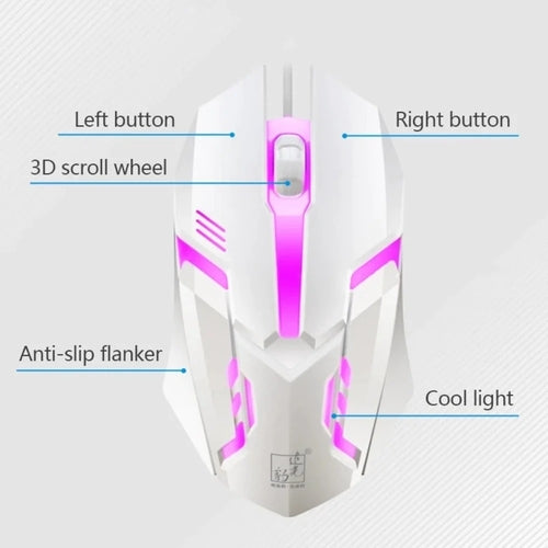 RGB Gaming Keyboard & Mouse Combo – White, Wired, LED Backlit