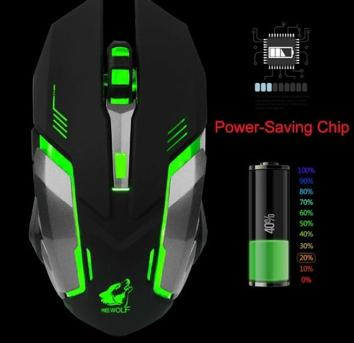 Wireless Silent LED Gaming Mouse – 1600 DPI, Rechargeable, Ergonomic