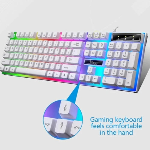 RGB Gaming Keyboard & Mouse Combo – White, Wired, LED Backlit