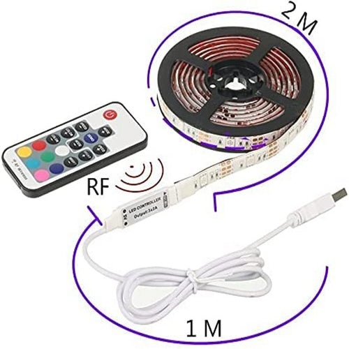 RGB LED TV Backlight Strip – 2m, RF Remote, USB Powered