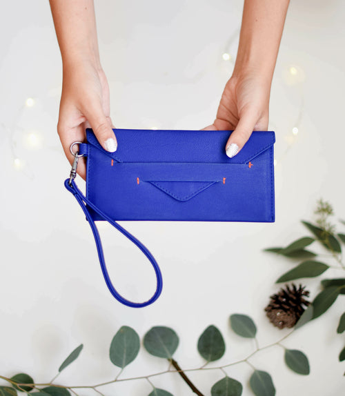 Delancey Vegan Leather Wristlet Wallet – Royal Blue