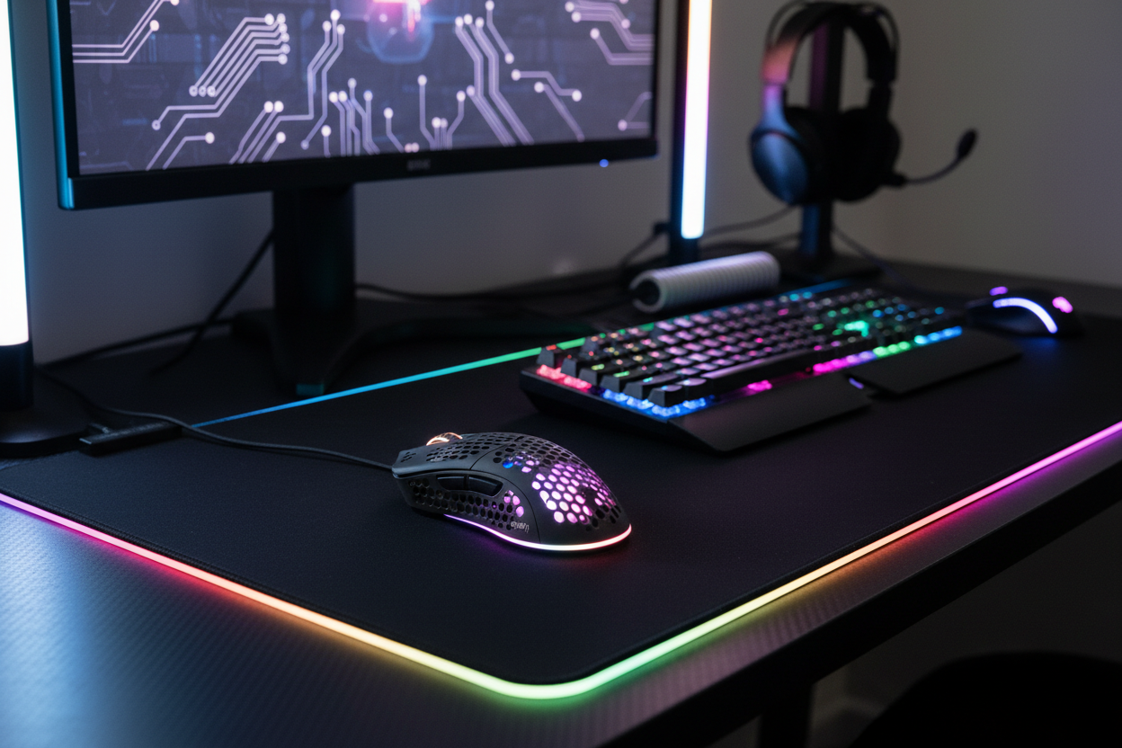 RGB Gaming Mouse on gaming desk setup