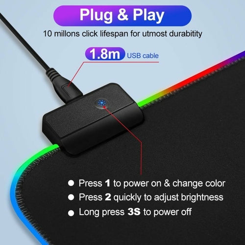 RGB Gaming Mouse Pad XL – 13 Lighting Modes, Anti-Slip