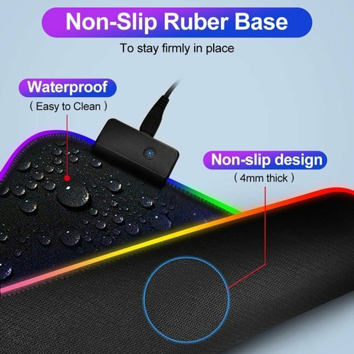 RGB Gaming Mouse Pad XL – 13 Lighting Modes, Anti-Slip