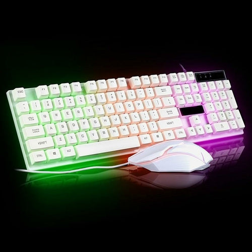 RGB Gaming Keyboard & Mouse Combo – White, Wired, LED Backlit